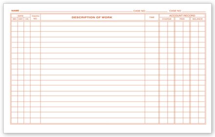 Dental Continuation Exam Records, 2 Sided, Card Style