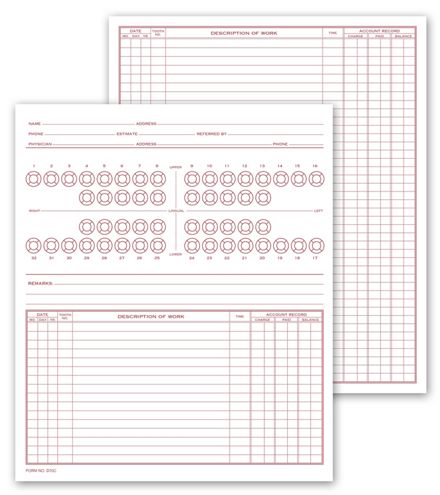 Dental Exam Record, Numbered Teeth System C, Folder Style