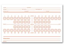 Dental Exam Card File Record, Numbered Teeth System C