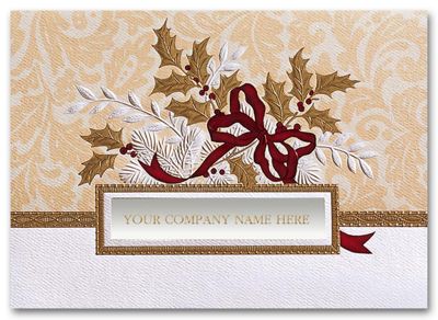 Business Holiday Cards - Golden Holly H1017