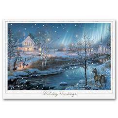 Captivating Northern Lights Holiday Card