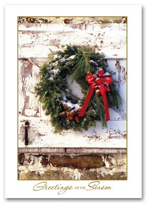 Business Holiday Cards - Rustic Wreath H58844