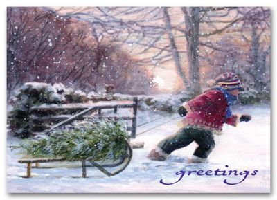 Bringing Home the Tree Holiday Card H58858
