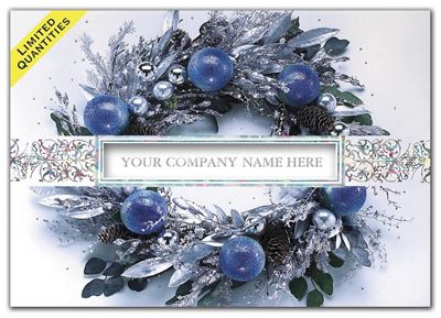 Icy Blue Wreath Business Holiday Card H59204