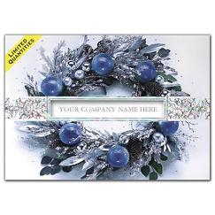 Icy Blue Wreath Business Holiday Card