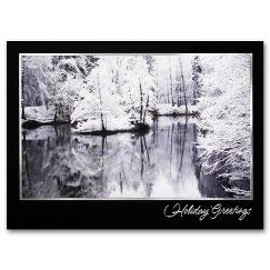 Lake Photo with Foil Holiday Card
