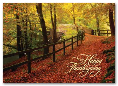 Thanksgiving Card - Leaf-Strewn Lane H59845