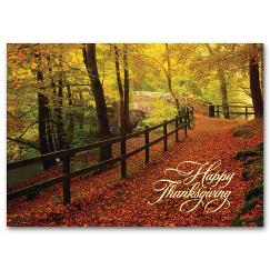 Thanksgiving Card - Leaf-Strewn Lane