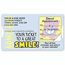 Dental Appointment Cards, Peel and Stick, Admit One Design H8610