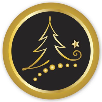 Round Black Tree Christmas Envelope Seal H9005S