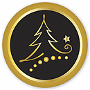 Round Black Tree Christmas Envelope Seal H9005S