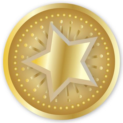 Round Gold Star Christmas Envelope Seal H9007S