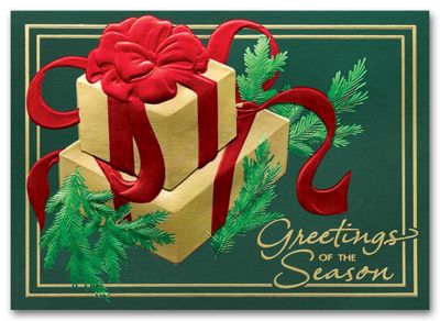 Golden Evergreen Holiday Card HH1666