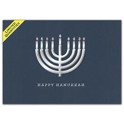 Silver Menorah Hanukkah Card
