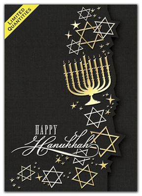 Golden Menorah Hanukkah Card HH1678