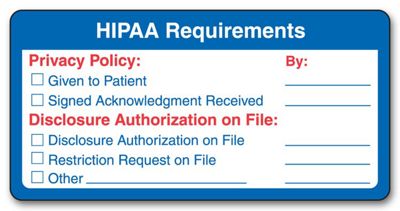 HIPAA Requirements Label HIP01