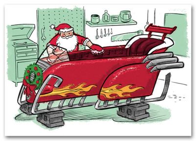 Santa's Ride Automotive Holiday Card HML1509