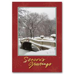 Snowy Bridge Holiday Postcard