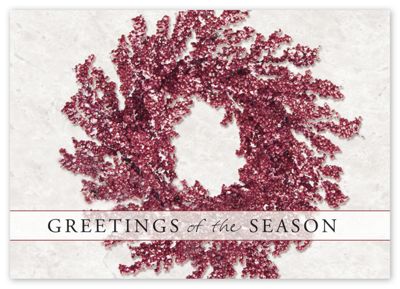 Discount Christmas Cards - Ruby Red Wreath HS09038