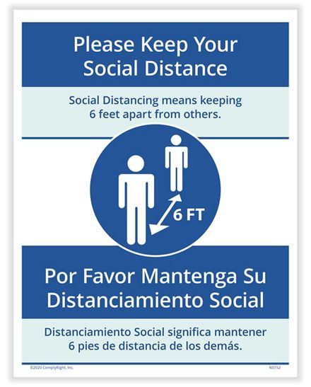 Social Distancing - 6 Feet Apart Posting (Bilingual) 3-Pack