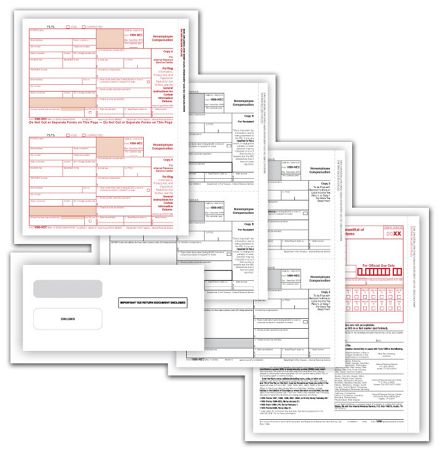 1099 NEC Set - 5 Part w/ Envelopes - 50 sets/pk