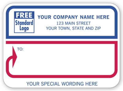 Mailing Labels, Rolls, White with Blue and Red Borders R74