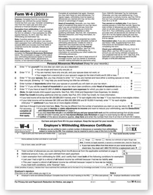 W4 Tax Form TF1020