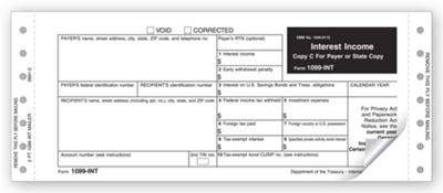 Continuous 1099 Interest, Self Mailer, 2 Part, Carbon TF2691