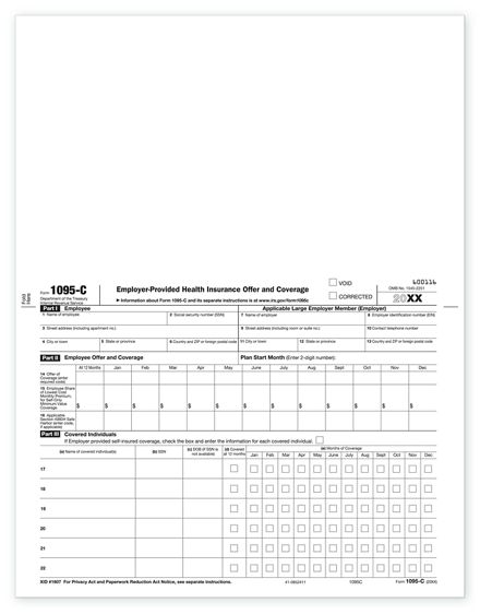 1095C Employer Provided Health Insurance - 50 sheets/pk