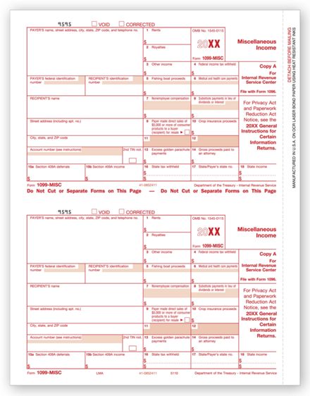 1099 MISC Income, Federal Copy A - 50 sheets/pk