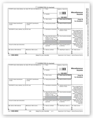 Laser 1099, Misc. Income Recipient Copy B - Bulk Carton