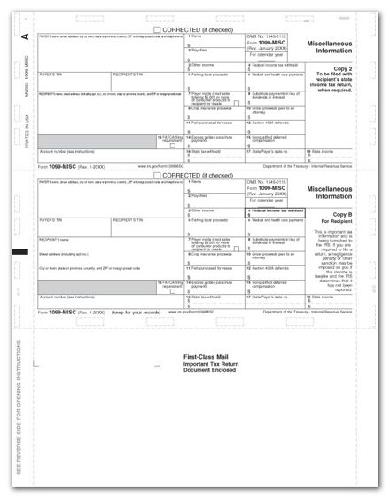 1099 MISC Income, Pressure Seal - 500 Sheets/pk
