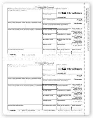 Laser 1099, Int. Income, Recipient Copy B - Bulk Carton