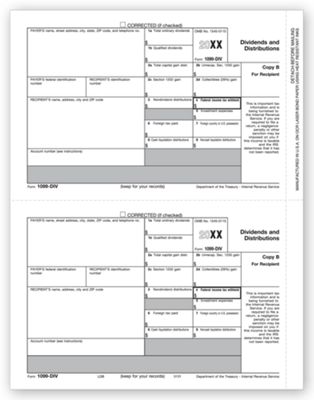 Laser 1099, Div. Income, Recipient Copy B - Bulk Carton TF5131B