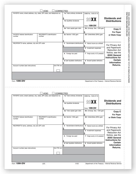 1099-DIV Income, State Copy C - 25 Sheets/pk
