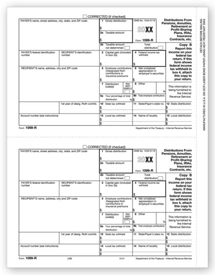 1099-R, Copy B - Bulk 500 Sheets/pk