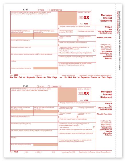 1098 Mortgage Interest, Federal Copy A - 50 sheets/pk