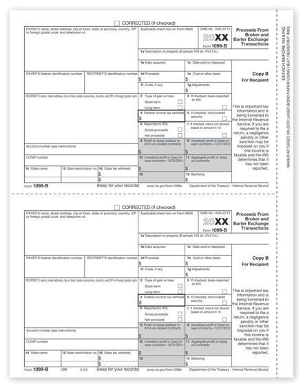 1099-B, Recipient Copy B - 25 Sheets/pk
