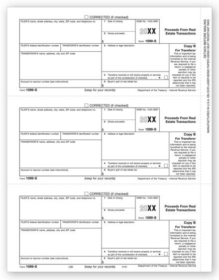 1099-S, Recipient Copy B - 25 Sheets/pk