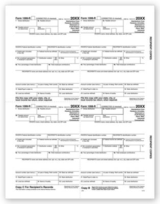 Laser 1099-R 4-Up Recipient Copy B, C, 2