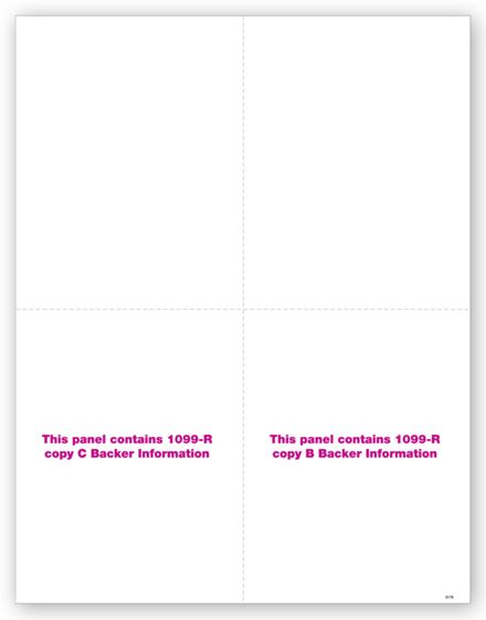 4-Up Blank 1099-R with Backer - Bulk 500 Sheets/pk