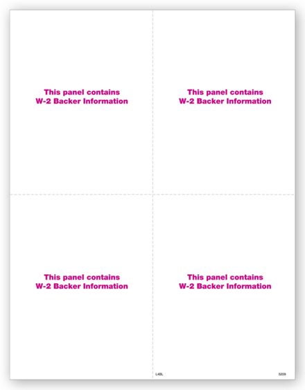 4-Up Blank W-2 with Backer - Bulk 500 Sheets/pk