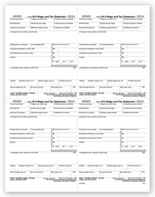 Laser W-2 4-up Employer W