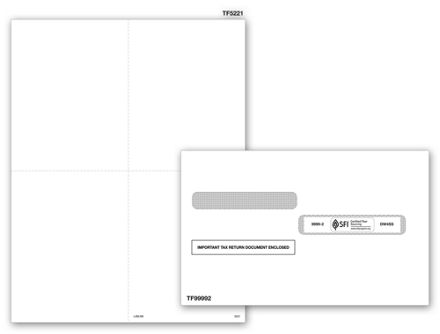 4-Up Blank W-2 without Backer with Envelope - 50 sets/pk