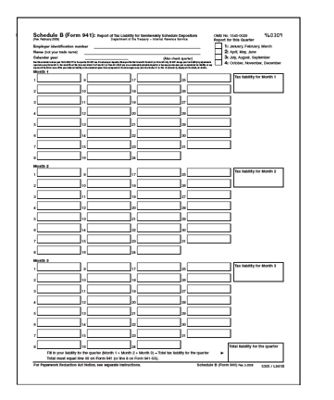 Laser 941B, Supplemental Record Federal Tax Liability
