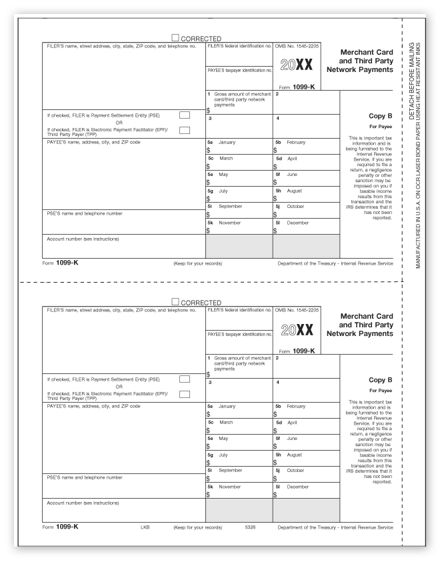 1099-K, Copy B - 25 Sheets/pk