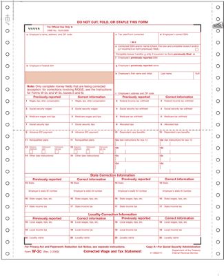 Continuous W-2C, Statement of Corrected Income TF5522
