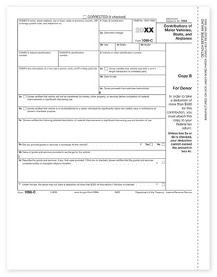 Laser 1098C Copy B for Charitable Vehicle Deductions TF5902
