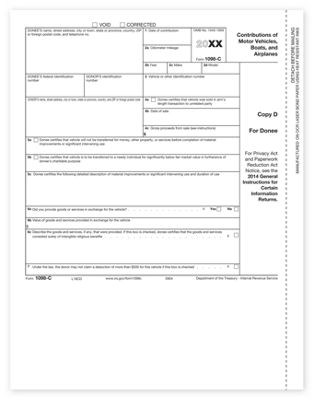 Laser 1098 C, Copy D, Charitable Vehicle Deductions