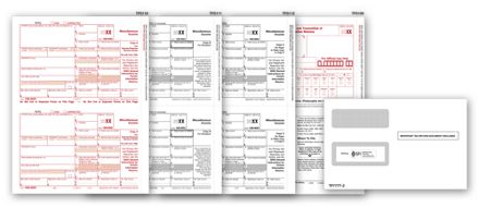 1099 MISC Income Set & Envelope Kit, 3-part - 50 sets/pk
